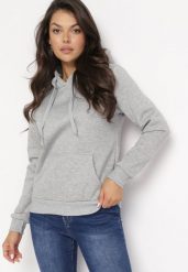 Szara Bluza z Kapturem Kasseia. Szare bluzy z kapturem damskie Born2be, l, z dzianiny. Za 39.99 zł.
