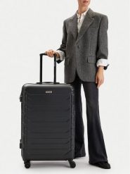 GINO ROSSI Walizka duża CEO-GIN-L-001-05-BLACK Czarny. Czarne walizki Gino Rossi, bez wzorów, z tworzywa sztucznego, duże. Za 299.99 zł.