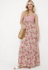 Różowa Wiskozowa Sukienka Maxi na Ramiączkach Rozkloszowana Nolwessa. Czerwone sukienki damskie Born2be, m, bez wzorów, z wiskozy, eleganckie, bez kołnierzyka, bez ramiączek, maxi, rozkloszowane. W wyprzedaży za 63.99 zł.