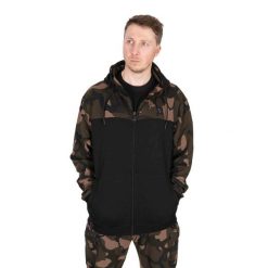 Bluza z kapturem i zamkiem błyskawicznym Fox LW Split. Czarne bluzy sportowe męskie FOX, bez wzorów, z bawełny, sportowe, bez kołnierzyka, bez ramiączek. Za 260.50 zł.