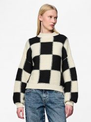 Pieces Sweter w kolorze kremowo-czarnym rozmiar: S. Brązowe golfy damskie Pieces, s, bez wzorów, z wełny, bez ramiączek. Za 101.47 zł.