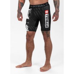 Spodenki męskie Pitbull kompresyjne ADCC. Czarne szorty męskie PITBULL, bez kołnierzyka. Za 139.00 zł.