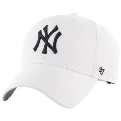 Czapka z daszkiem dla dorosłych MLB New York Yankees Cap. Białe czapki męskie 47 Brand, bez wzorów, z wełny. Za 99.99 zł.