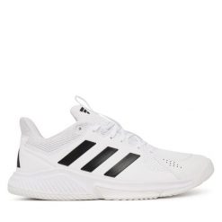 Buty halowe adidas. Białe buty sportowe na co dzień męskie Adidas, bez zapięcia. Za 329.99 zł.