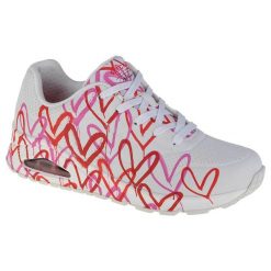 Buty sportowe Sneakersy damskie, Skechers Uno-Spread The Love. Białe buty sportowe na co dzień damskie Skechers, bez wzorów, z materiału, trekkingowe. Za 349.00 zł.