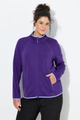 Damskie Funkcyjna bluza rozpinana stójka długi rękaw z recyklingu. Fioletowe bluzy z kapturem damskie Ulla Popken, plus size, z dresówki. Za 279.99 zł.