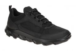 ECCO Buty męskie Mx Low WP black/black-44. Czarne buty trekkingowe męskie ECCO, z materiału, przed kostkę, bez zapięcia, outdoorowe. Za 545.99 zł.
