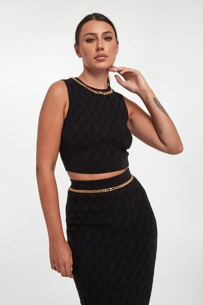 Top damski z łańcuchem ELISABETTA FRANCHI. Topy damskie Elisabetta Franchi, bez wzorów, bez kołnierzyka. Za 1,649.00 zł.