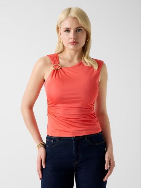 Marciano Guess Top G6GP02 K3068 Koralowy Slim Fit. Pomarańczowe topy damskie Marciano Guess, s, z aplikacjami, z wiskozy, bez kołnierzyka. Za 345.99 zł.