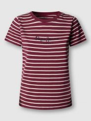 Pepe Jeans Koszulka "Mae" w kolorze fioletowo-białym rozmiar: S. Białe t-shirty damskie Pepe Jeans, s, bez wzorów, z bawełny, bez kołnierzyka. Za 78.99 zł.