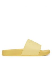 Guess Klapki E5GZ07BB00F Żółty. Żółte klapki damskie Guess, z aplikacjami, z tworzywa sztucznego, bez obcasa. Za 129.99 zł.