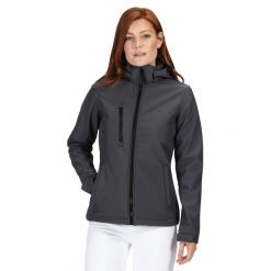 Softshell Z Kapturem Damski Venturer. Czarne kurtki softshell damskie Regatta, m, bez wzorów, z materiału, z kapturem. Za 186.99 zł.