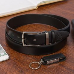 Pasek skórzany BELTIMORE r.105-120 cm E38 czarny. Czarne paski męskie bez wzorów, klasyczne. Za 59.99 zł.