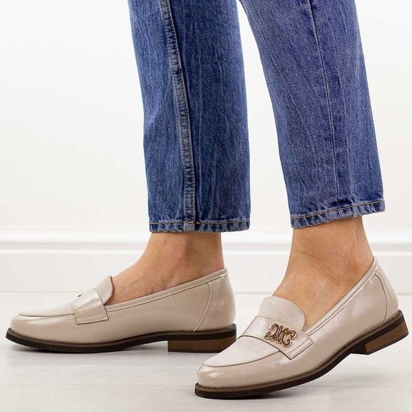 Beżowe lekkie mokasyny damskie Potocki 19459. Brązowe mokasyny damskie POTOCKI, z jeansu. Za 189.00 zł.