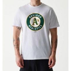 T-Shirt MLB Oakland Athletics New Era blanc. Białe t-shirty męskie New Era, l, bez wzorów, z materiału, bez kołnierzyka. Za 174.00 zł.