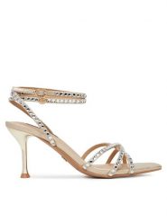 Nine West Sandały SM237-011A Złoty. Żółte sandały damskie Nine West, bez wzorów, ze skóry, bez obcasa, na szpilce. Za 249.99 zł.