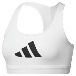 Biustonosz dla kobiet adidas Powerreact Big Logo Graphic. Białe biustonosze sportowe damskie Adidas, bez wzorów, z materiału. Za 148.30 zł.