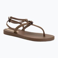 Sandały damskie Ipanema Atena. Brązowe sandały damskie Ipanema, bez wzorów, z materiału, bez obcasa. Za 139.99 zł.