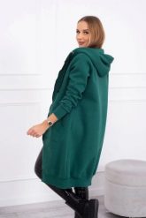 Bluza ocieplana długa z kapturem ciemno zielona. Zielone bluzy z kapturem damskie KESI, l, z bawełny. Za 313.67 zł.
