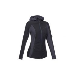 Softshell trekkingowy TREK900 damski. Czarne kurtki softshell damskie QUECHUA, l, bez wzorów, z elastanu, bez kaptura. Za 149.99 zł.