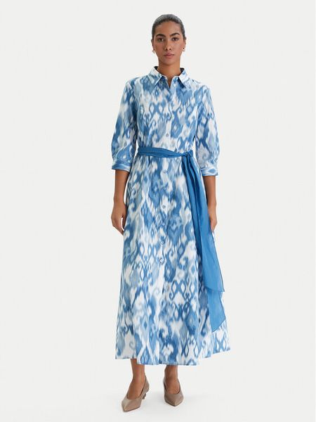 Luisa Spagnoli Sukienka koszulowa Palato 542965 Niebieski Regular Fit. Niebieskie sukienki damskie Luisa Spagnoli, l, bez wzorów, z bawełny, bez kołnierzyka, bez ramiączek, koszulowe. Za 2,019.00 zł.