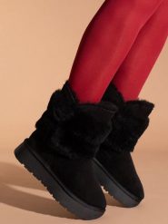 Gooce Skórzane botki zimowe "Bella" w kolorze czarnym rozmiar: 40. Czarne botki damskie Gooce, na zimę, ze skóry, bez obcasa, na platformie, bez zapięcia. Za 260.99 zł.