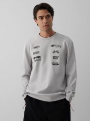 4F Bluza dresowa regular bez kaptura męska - szara L. Szare bluzy z kapturem męskie 4f, l, z bawełny. Za 149.99 zł.