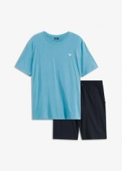 T-shirt + bermudy (2 części). Niebieskie szorty męskie bonprix, bez wzorów. Za 94.99 zł.