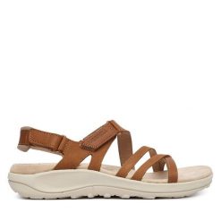 Sandały Merrell. Czerwone sandały damskie MERRELL, bez wzorów, bez obcasa, na płaskiej podeszwie. Za 369.99 zł.