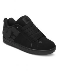 Buty skórzane dla Mężczyzn COURT GRAFFIK. Czarne buty sportowe na co dzień męskie DC Shoes, z materiału, bez zapięcia, trekkingowe. Za 369.99 zł.
