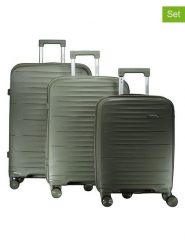 Geographical Norway 3-częściowy zestaw "Sillo" w kolorze khaki rozmiar: onesize. Brązowe walizki Geographical Norway, bez wzorów, z materiału. Za 404.99 zł.