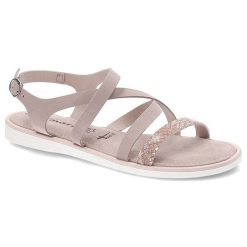 Różowe Sandały Tamaris Wygodne Buty Damskie. Czerwone sandały damskie Tamaris, bez wzorów, ze skóry, bez obcasa. Za 179.00 zł.