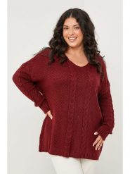 Curvy Lady Sweter w kolorze bordowym rozmiar: 44/46. Czerwone swetry klasyczne damskie Curvy Lady, bez kołnierzyka. Za 130.81 zł.
