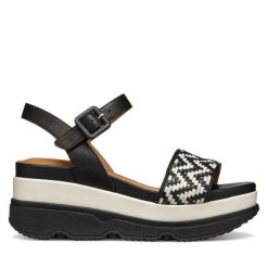 Sandały Geox. Czarne sandały damskie Geox, bez wzorów, bez obcasa, na koturnie. Za 429.99 zł.