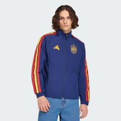Podstawowa bluza reprezentacyjna Hiszpanii. Niebieskie bluzy bez kaptura męskie Adidas, xl, z dresówki. Za 529.00 zł.
