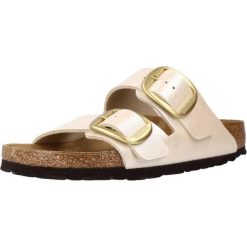 Klapki Birkenstock Arizona Bigbuckle Pearl White Damskie. Białe klapki damskie Birkenstock, bez wzorów, z materiału, bez obcasa. Za 803.00 zł.
