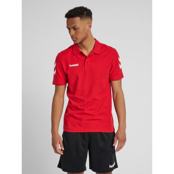 Koszulka tenisowa polo męska Hummel Go Cotton Polo. Czerwone koszulki polo męskie HUMMEL, m, z bawełny, bez ramiączek, tenisowe. Za 53.20 zł.