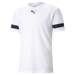 Koszulka piłkarska męska PUMA teamRISE Jersey. Czarne t-shirty sportowe męskie Puma, m, z jersey, bez ramiączek, do piłki nożnej. Za 120.99 zł.