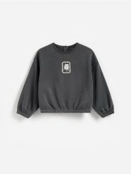 Luźna bluza - ciemnoszary. Szare bluzy i bluzki niemowlęce Reserved, bez wzorów, z bawełny, bez ramiączek, bez kaptura. Za 49.99 zł.