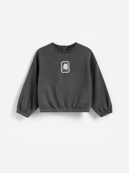 Luźna bluza - ciemnoszary. Szare bluzy i bluzki niemowlęce Reserved, bez wzorów, z bawełny, bez ramiączek, bez kaptura. Za 49.99 zł.