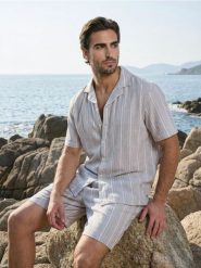 Bawełniana koszula w paski - zielony. Zielone koszule męskie Sinsay, l, bez wzorów, z bawełny, bez kołnierzyka, bez ramiączek. Za 59.99 zł.