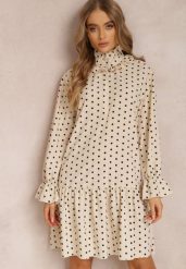 Jasnobeżowa Sukienka Erosyne. Brązowe sukienki damskie Renee, na lato, l, bez wzorów, bez kołnierzyka, bez ramiączek, mini. W wyprzedaży za 41.99 zł.