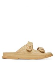 Nine West Klapki V1557-713-1 Beżowy. Brązowe klapki damskie Nine West, bez wzorów, z materiału, bez obcasa. Za 259.99 zł.