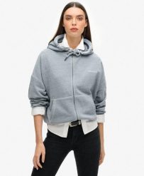 Bluza Essential Logo Overdyed Zh. Niebieskie bluzy bez kaptura damskie Superdry., l, z bawełny. Za 359.00 zł.