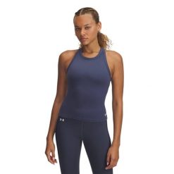 Top treningowy damski Under Armour Motion High Neck Tank. Szare topy damskie Under Armour, xs, bez wzorów, bez kołnierzyka. Za 119.99 zł.