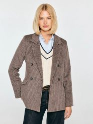 Marynarka damska z dodatkiem wełny w kratę brązowa rosemunda 803. Brązowe marynarki i żakiety damskie Big Star, l, bez wzorów, z tkaniny, eleganckie. Za 349.99 zł.