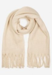 Jasnobeżowy Szalik z Ozdobnymi Frędzlami Esariana. Brązowe szaliki i kominy damskie Born2be, bez wzorów. Za 39.99 zł.