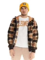 Kurtka z kaptur na co dzień na siłownię. Brązowe kurtki outdoor męskie LEONE 1947 APPAREL, m, bez wzorów, bez kaptura. Za 210.46 zł.