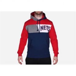 Bluza sportowa męska Mitchell & Ness New Jersey Nets. Czerwone bluzy sportowe męskie Mitchell & Ness, bez wzorów, z jersey, sportowe, bez kołnierzyka, bez ramiączek. Za 525.00 zł.