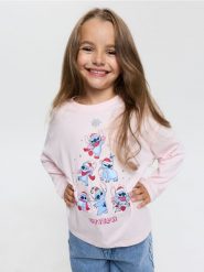 Bawełniana koszulka z nadrukiem świątecznym Stitch - różowy. Czerwone koszulki dziewczęce Sinsay, l, bez wzorów, z bawełny, bez ramiączek. Za 15.99 zł.